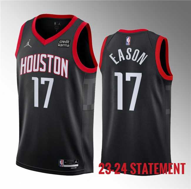 Men%27s Houston Rockets #17 Tari Eason Black 2023 Statement Edition Stitched Basketball Jersey Dzhi